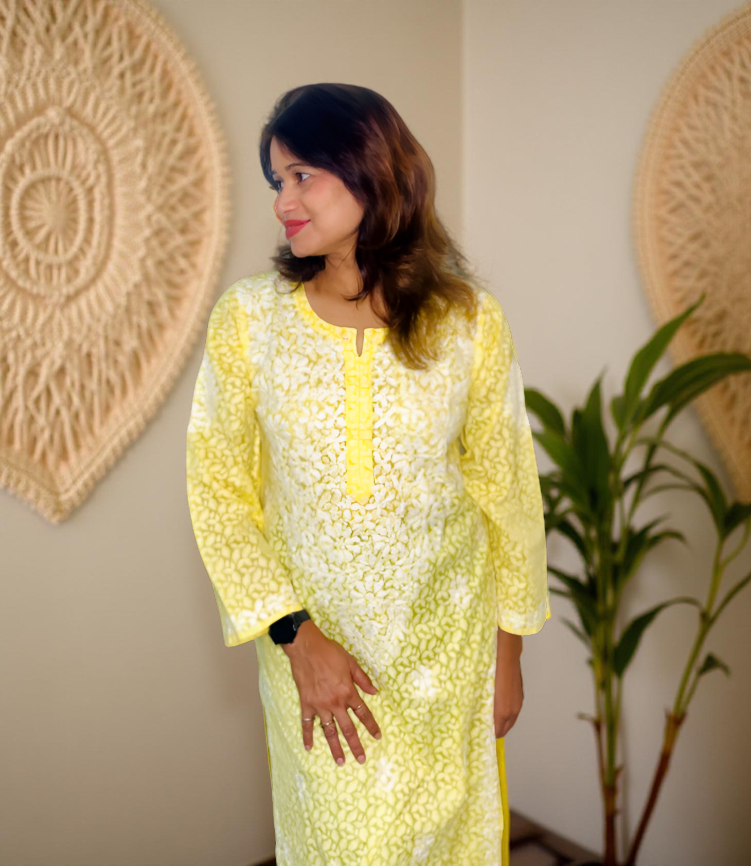 Brasso Cotton Kurti Yellow