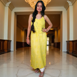 Fabric- Viscos Chikankari Strap Kurti