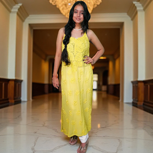 Fabric- Viscos Chikankari Strap Kurti