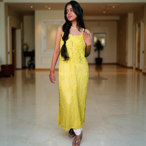 Fabric- Viscos Chikankari Strap Kurti