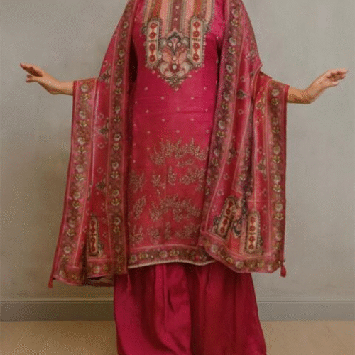 Pink Plazo With Long Kurta