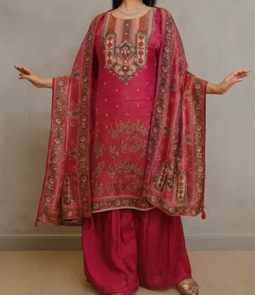 Pink Plazo With Long Kurta