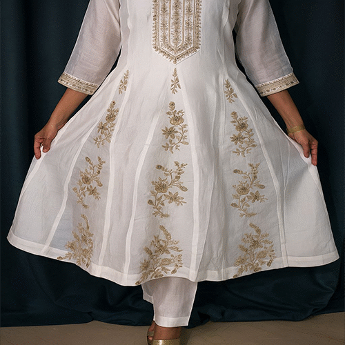 Blue White Anarkali