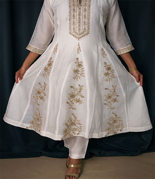 Blue White Anarkali