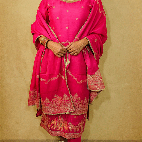 Pink Round Neck Kurta Set