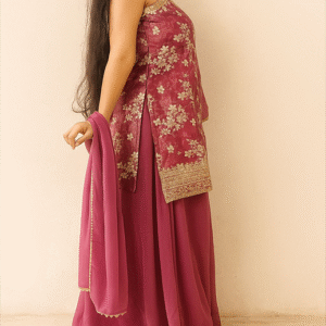 Wine Strap Kurta With Wide Palazzo