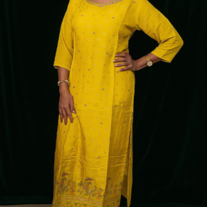 Yellow Round Neck Kurta Set
